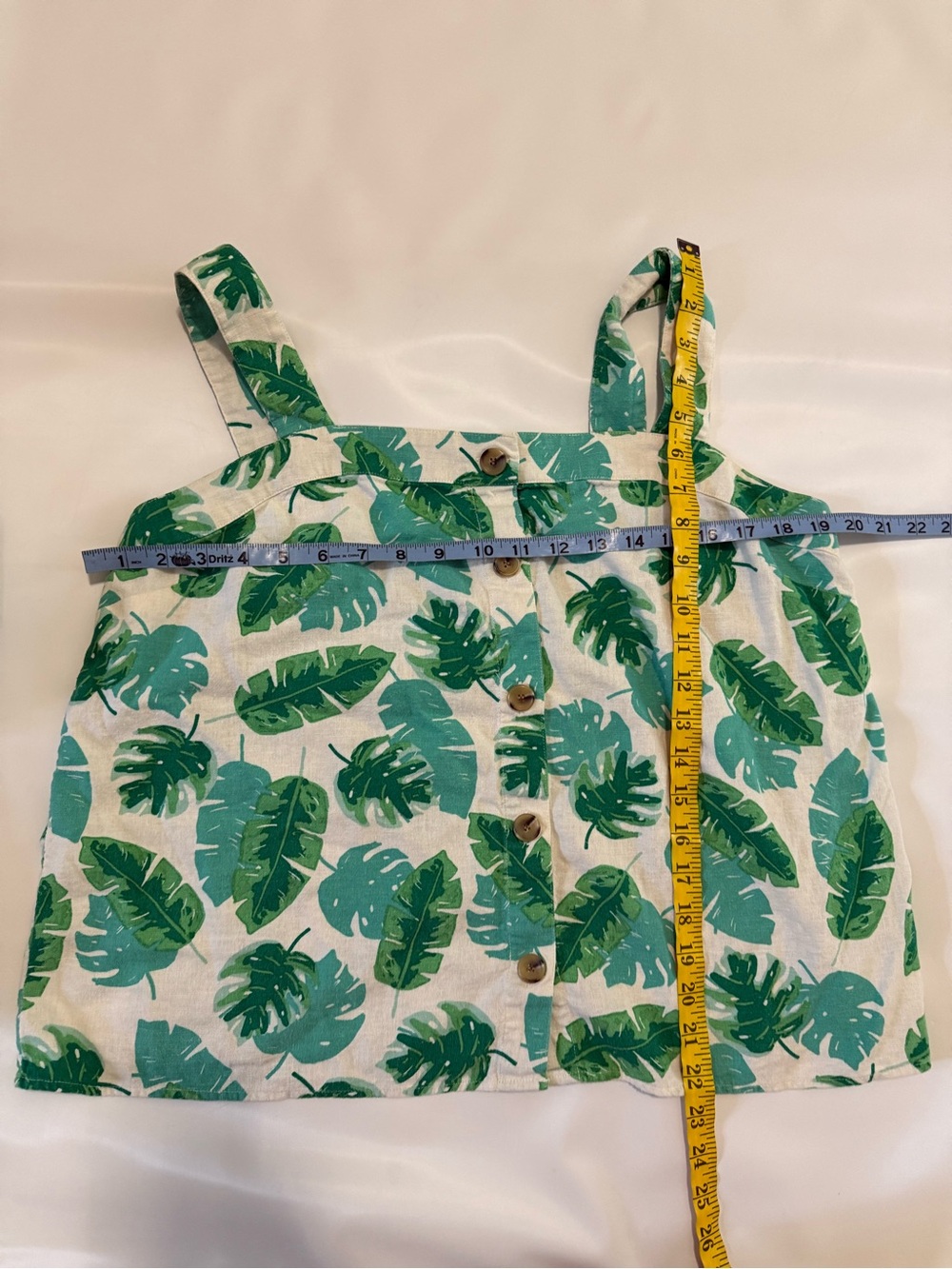 J.Crew Green Leaf Print Button-Front Women’s linen blend  Tank Top size large - Picture 8 of 10
